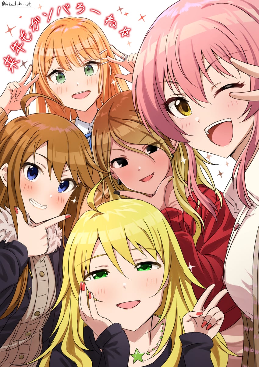hoshii miki, jougasaki mika, izumi mei, tokoro megumi, and shiun sumika (idolmaster and 4 more) drawn by takatsuki_p