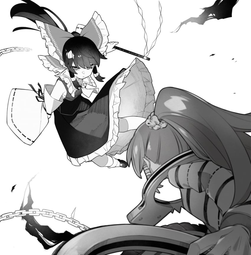 hakurei reimu and miyadeguchi mizuchi (touhou and 1 more) drawn by ch00suke