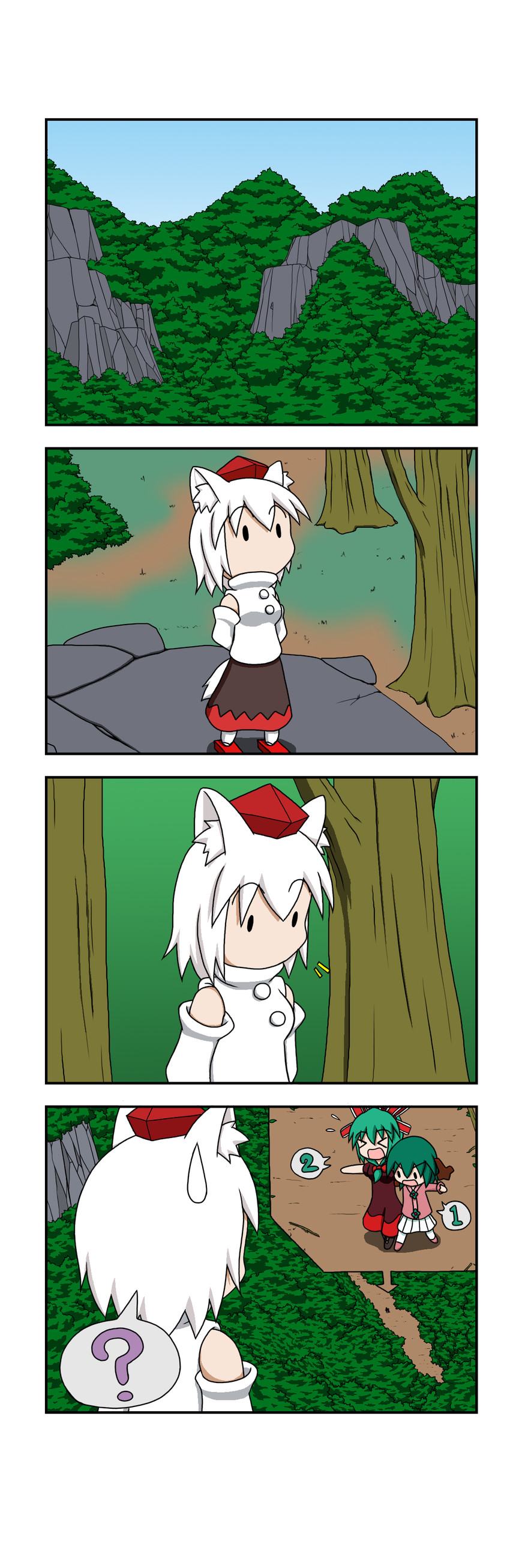 inubashiri momiji, kagiyama hina, and kasodani kyouko (touhou) drawn by rakugaki-biyori