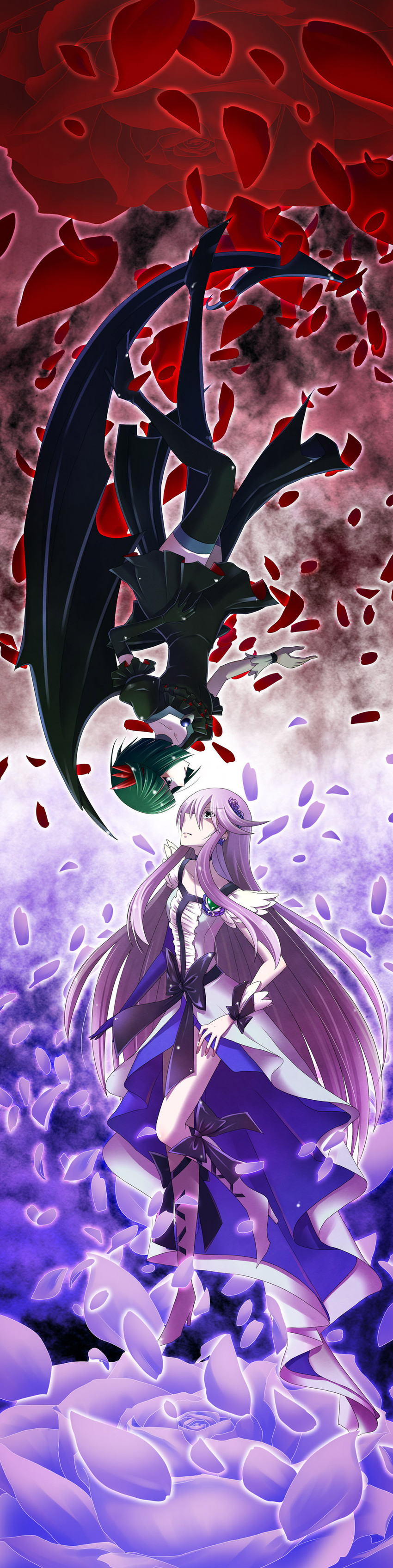 tsukikage yuri, cure moonlight, and dark precure (precure and 1 more) drawn by yuu_(derodero)