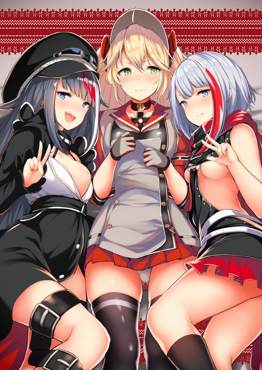 admiral graf spee, deutschland, and admiral hipper (azur lane and 1 more) drawn by tobimura
