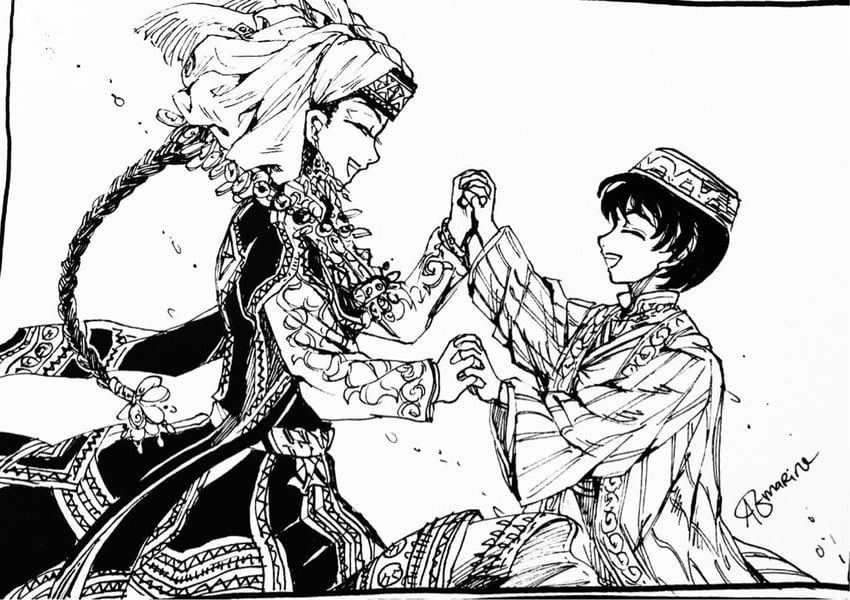 amir halgal and karluk eihon (otoyomegatari) drawn by aomarinesword