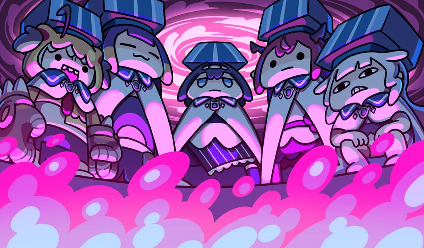 ninomae ina'nis, ouro kronii, irys, koseki bijou, and gigi murin (hololive and 2 more) drawn by keenbiscuit