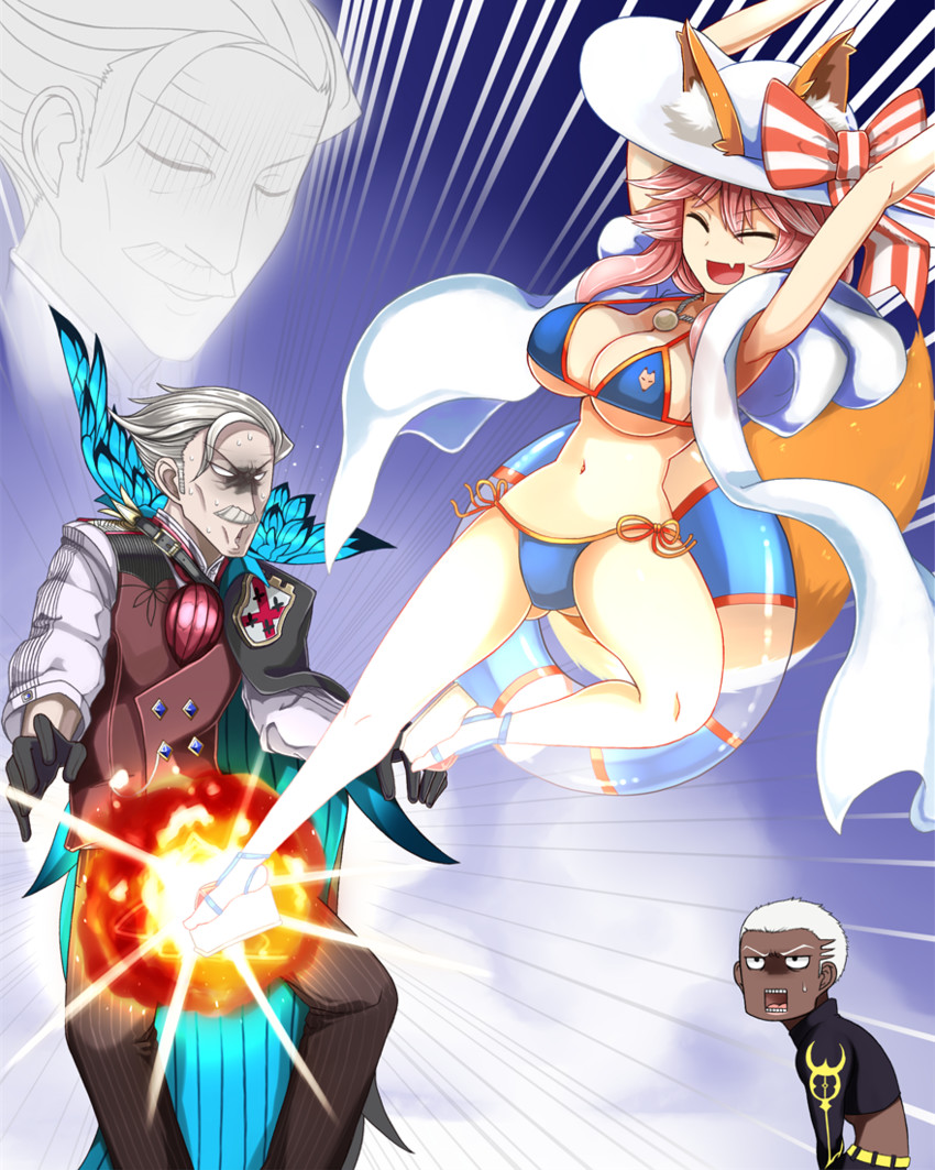 tamamo, tamamo no mae, james moriarty, and emiya alter (fate and 2 more) drawn by yoroi_kabuto