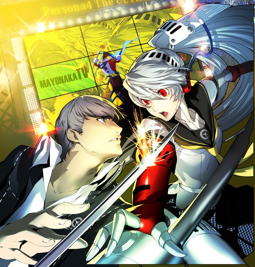 narukami yu, kuma, and labrys (persona and 2 more) drawn by oribe_hanako