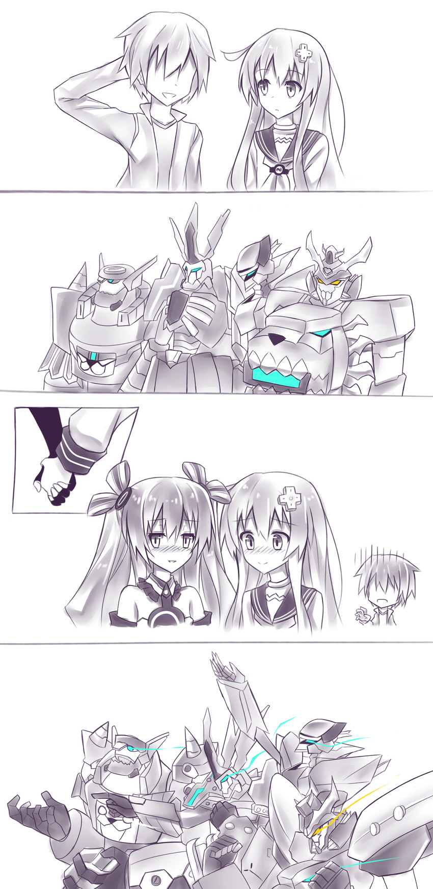 nepgear, uni, brave the hard, steamax, copyliace, and 1 more (neptune) drawn by cyan_aeolin