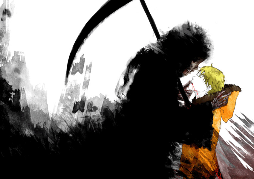 death, kenny mccormick, and grim reaper (south park) drawn by merome