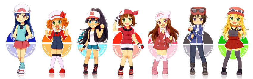 dawn, may, hilda, hoshii miki, kisaragi chihaya, and 10 more (pokemon and 8 more) drawn by machiyo