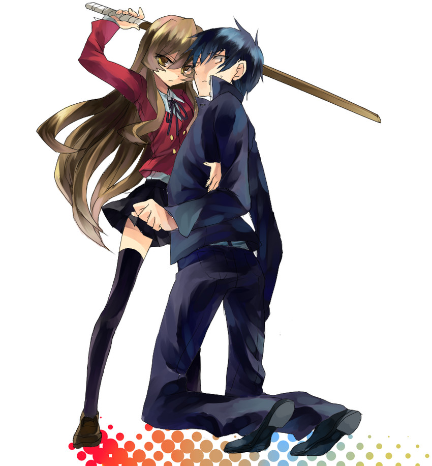 aisaka taiga and takasu ryuuji (toradora!) drawn by abaraya
