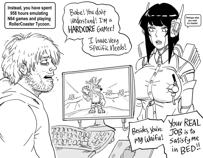kazooie and banjo (original and 1 more) drawn by bb_(baalbuddy)