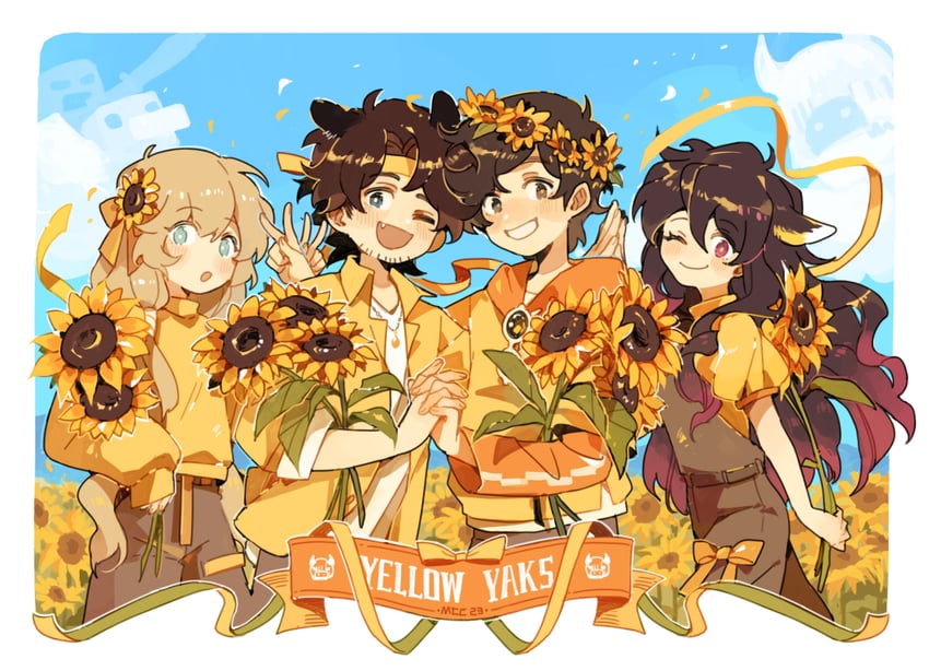 sapnap, georgenotfound, vgumiho, and elainaexe (minecraft youtube and 1 more) drawn by luminous_slime