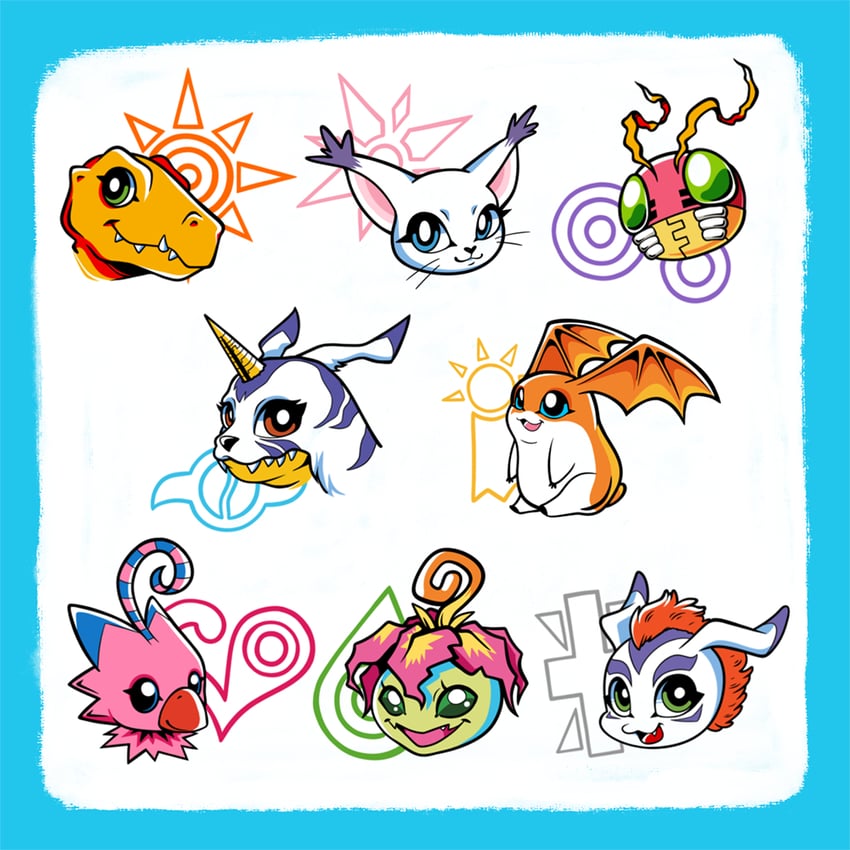 tailmon, agumon, patamon, gabumon, palmon, and 3 more (digimon) drawn by rancid_yogurt