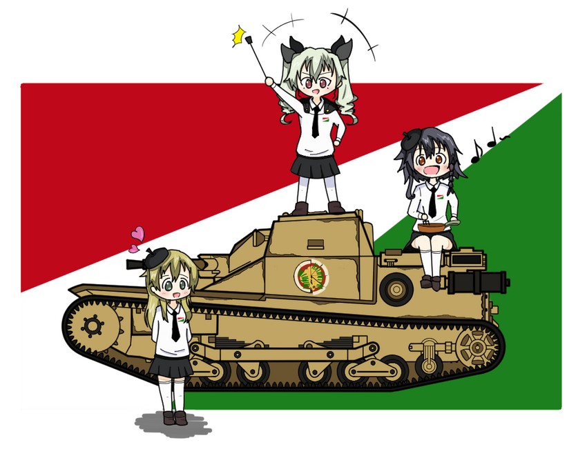 anchovy, pepperoni, and carpaccio (girls und panzer) drawn by cinamon_(cinamori)