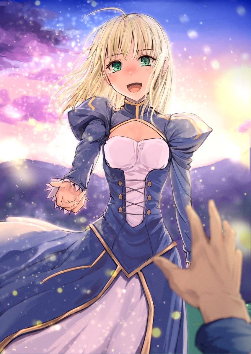 artoria pendragon, saber, and emiya shirou (fate and 1 more) drawn by k3rd