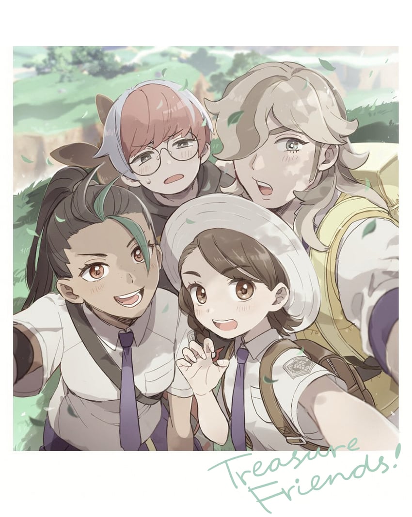 juliana, nemona, arven, and penny (pokemon and 1 more) drawn by 50yen_(gojiue)
