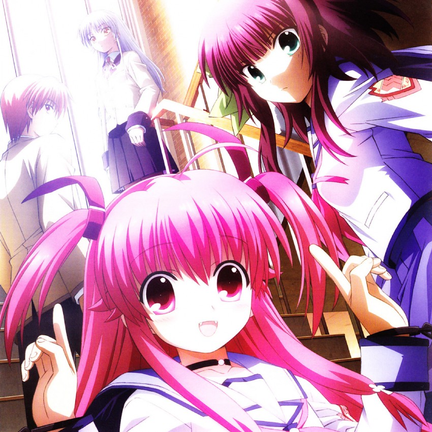 tachibana kanade, nakamura yuri, yui, and otonashi yuzuru (angel beats!)