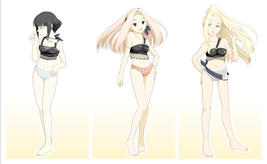 haruno sakura, hyuuga hinata, and yamanaka ino (naruto) drawn by booism