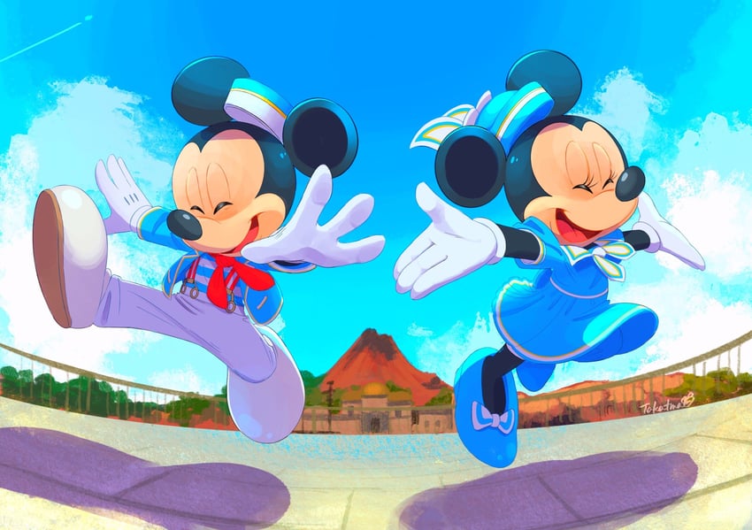 mickey mouse and minnie mouse (mickey mouse & friends) drawn by gamorangetana