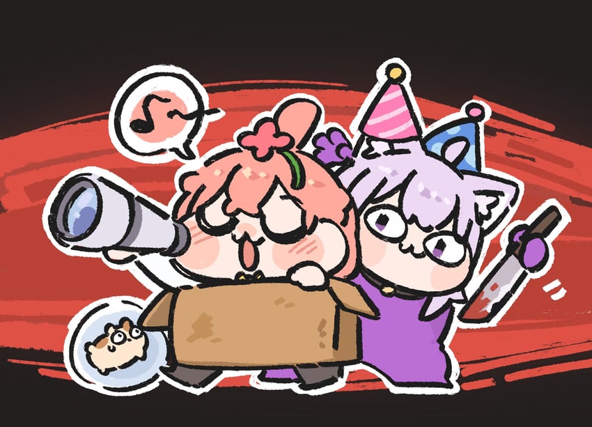 nekomata okayu, sakura miko, crewmate, and purple (hololive and 1 more) drawn by shii_miii