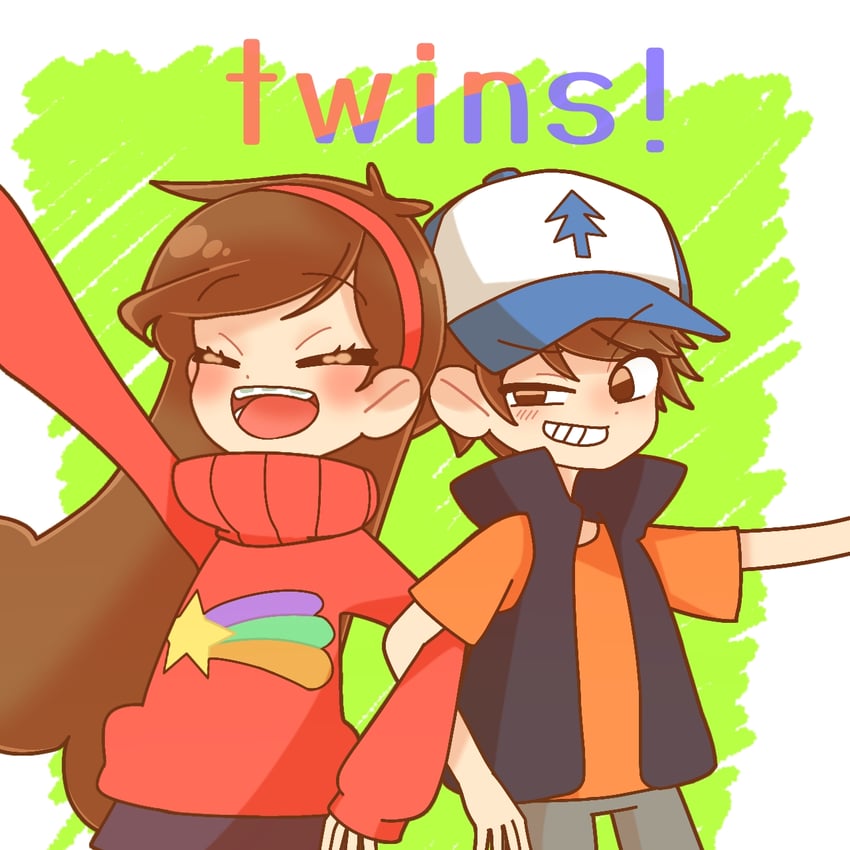 mabel pines and dipper pines (gravity falls) drawn by hi_meso302