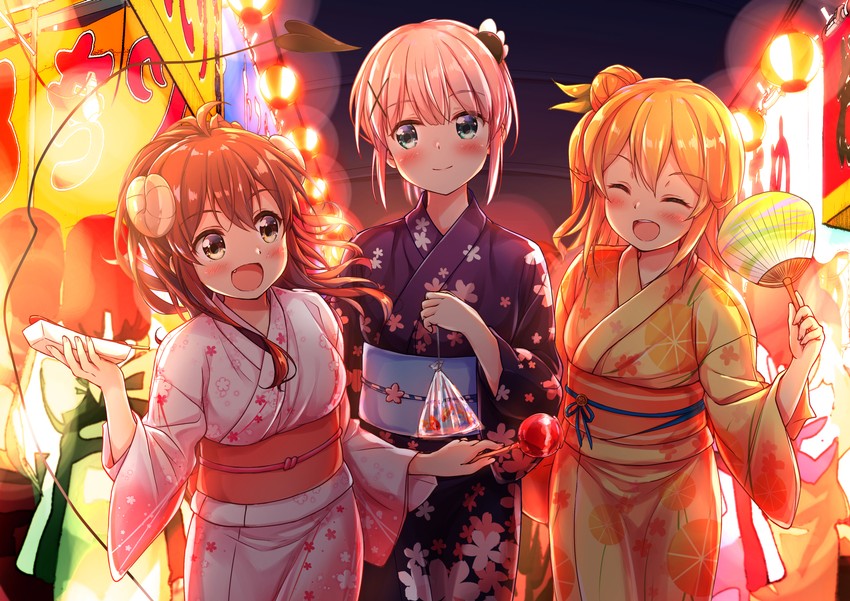 yoshida yuuko, chiyoda momo, and hinatsuki mikan (machikado mazoku) drawn by uneune