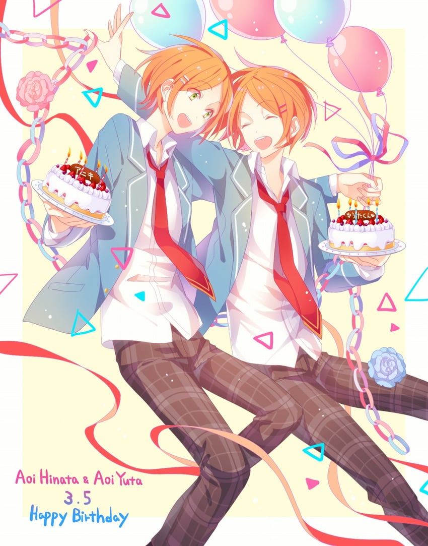 aoi hinata and aoi yuta (ensemble stars!) drawn by kina_(446964)
