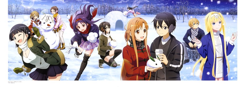 asuna, kirito, sinon, kirigaya suguha, silica, and 5 more (sword art online and 1 more)