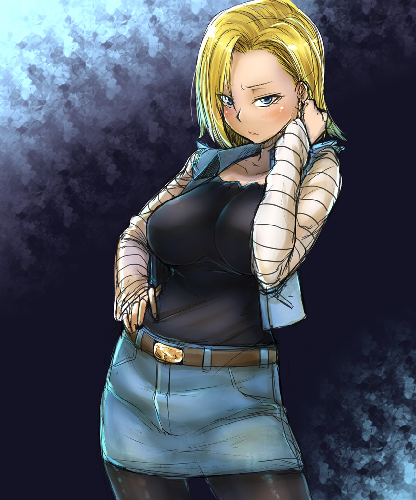 android 18 (dragon ball and 1 more) drawn by bakuya
