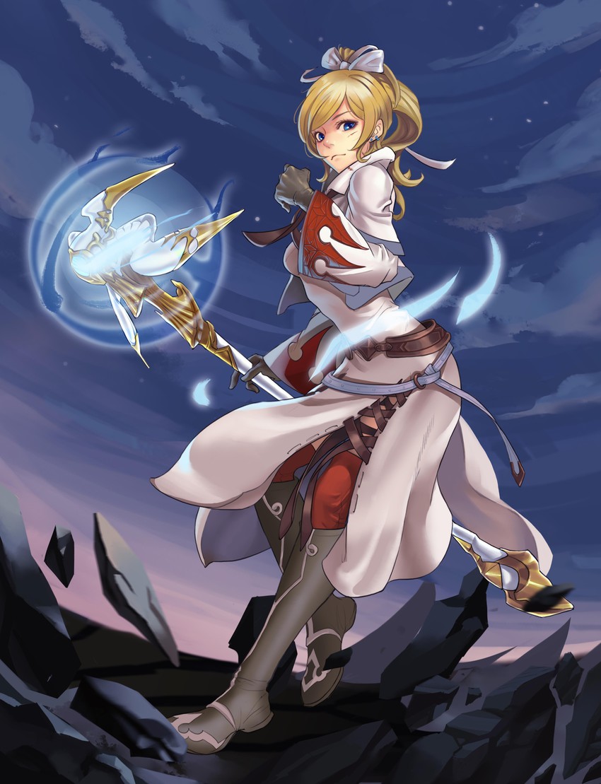 warrior of light, ayase eli, and white mage (love live! and 3 more) drawn by gyodoufu