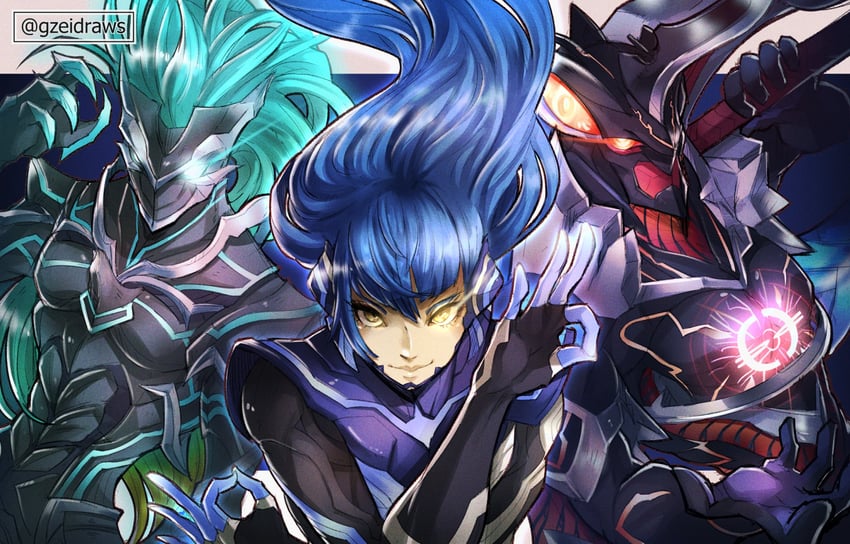 mio, protagonist, noah, van arkride, ouroboros, and 1 more (xenoblade chronicles and 6 more) drawn by gzei