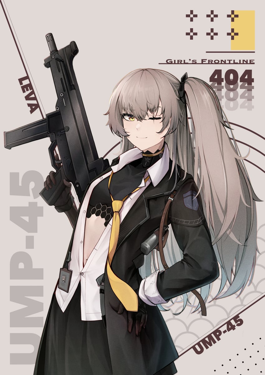 ump45 and leva (girls' frontline and 1 more) drawn by lavriell