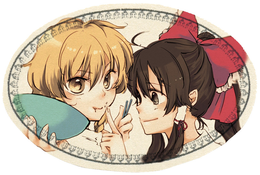 hakurei reimu and kirisame marisa (touhou) drawn by yonu_(yonurime)