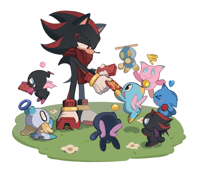 shadow the hedgehog, neutral chao, cheese, dark chao, shadow chao, and 3 more (sonic) drawn by yicuojinan