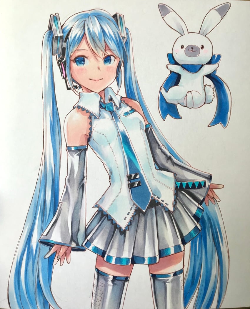 hatsune miku, yuki miku, and rabbit yukine (vocaloid) drawn by mayo_riyo