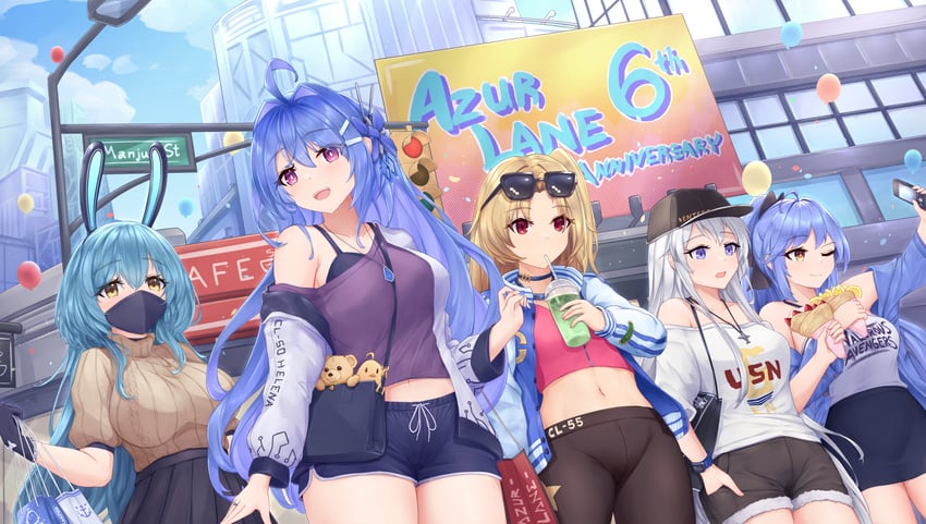 cleveland, helena, essex, boise, and enterprise (azur lane) drawn by kyl490