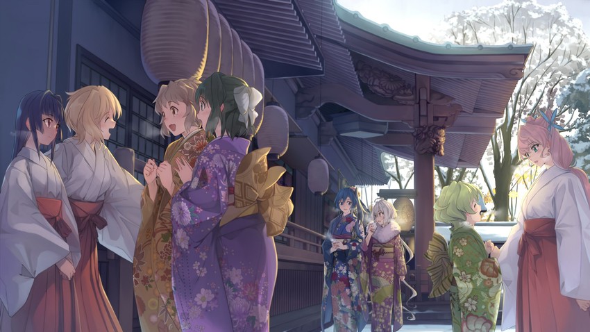 yukine chris, tachibana hibiki, akatsuki kirika, tsukuyomi shirabe, kazanari tsubasa, and 3 more (senki zesshou symphogear) drawn by mokutan_mmmm