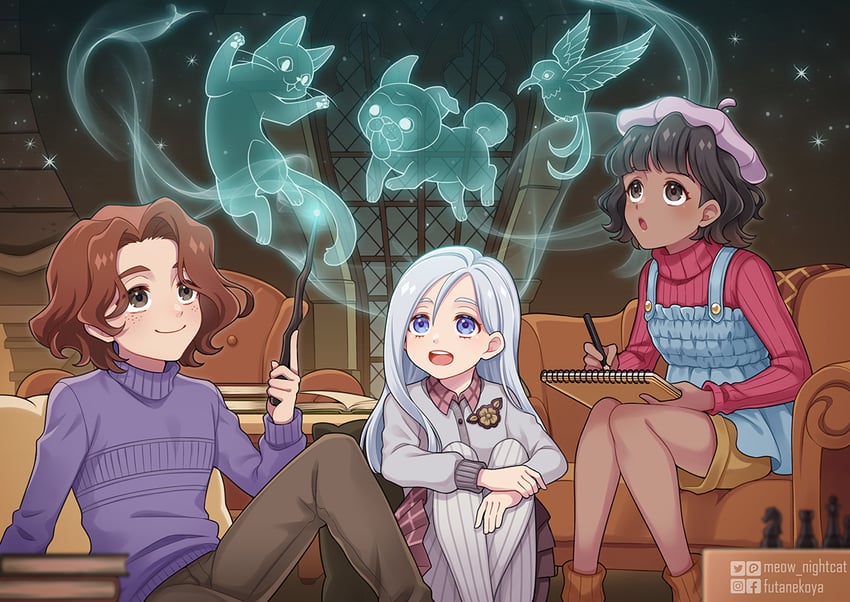 daniel page, ivy warrington, and lottie turner (wizarding world and 2 more) drawn by nightcat