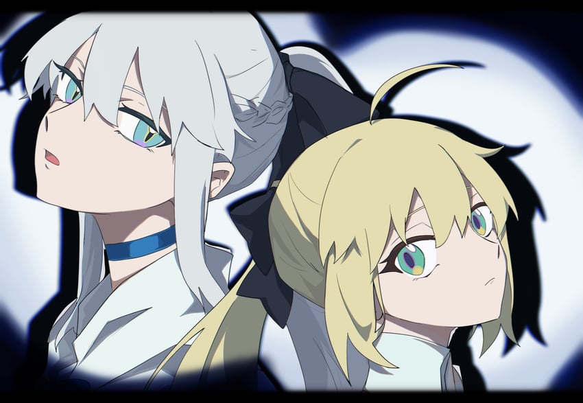 artoria pendragon, morgan le fay, and artoria caster (fate and 3 more) drawn by fuyotan