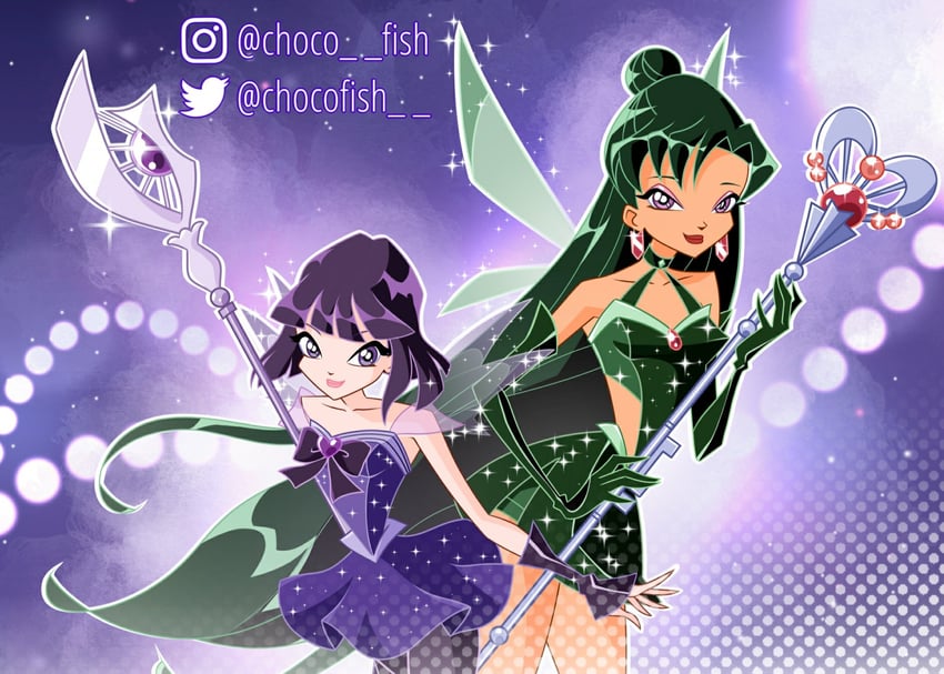 tomoe hotaru, sailor saturn, meiou setsuna, and sailor pluto (bishoujo senshi sailor moon and 1 more) drawn by chocofish