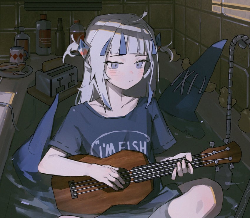 gawr gura (hololive and 1 more) drawn by chunkyeggy