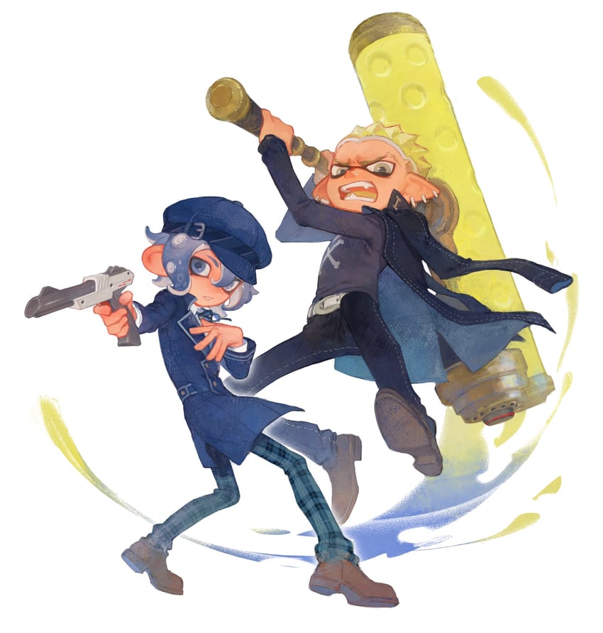 shirogane naoto and tatsumi kanji (persona and 2 more) drawn by creamyghost