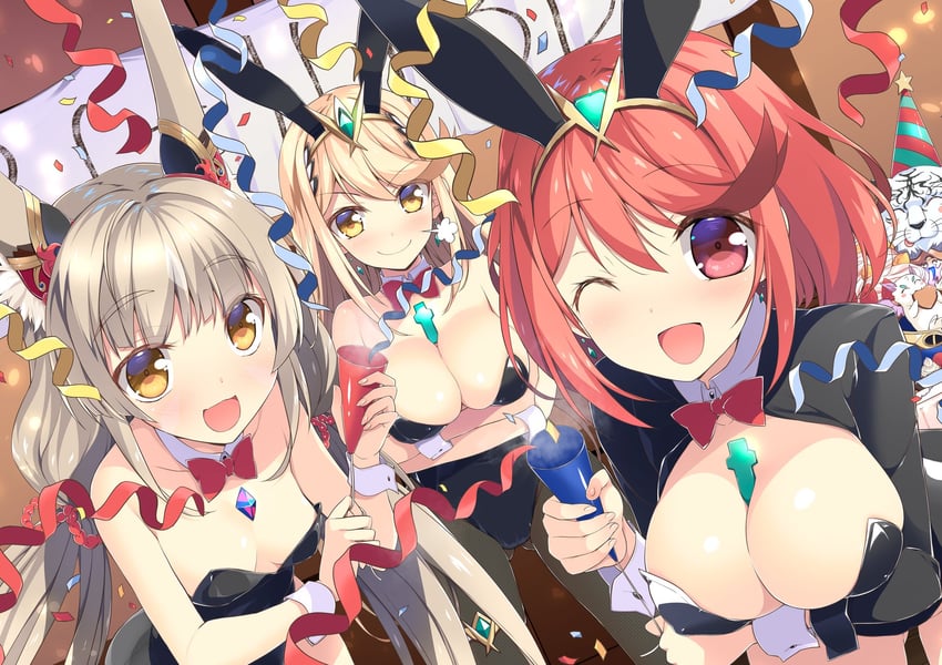pyra, mythra, and nia (xenoblade chronicles and 1 more) drawn by watsuki_ayamo