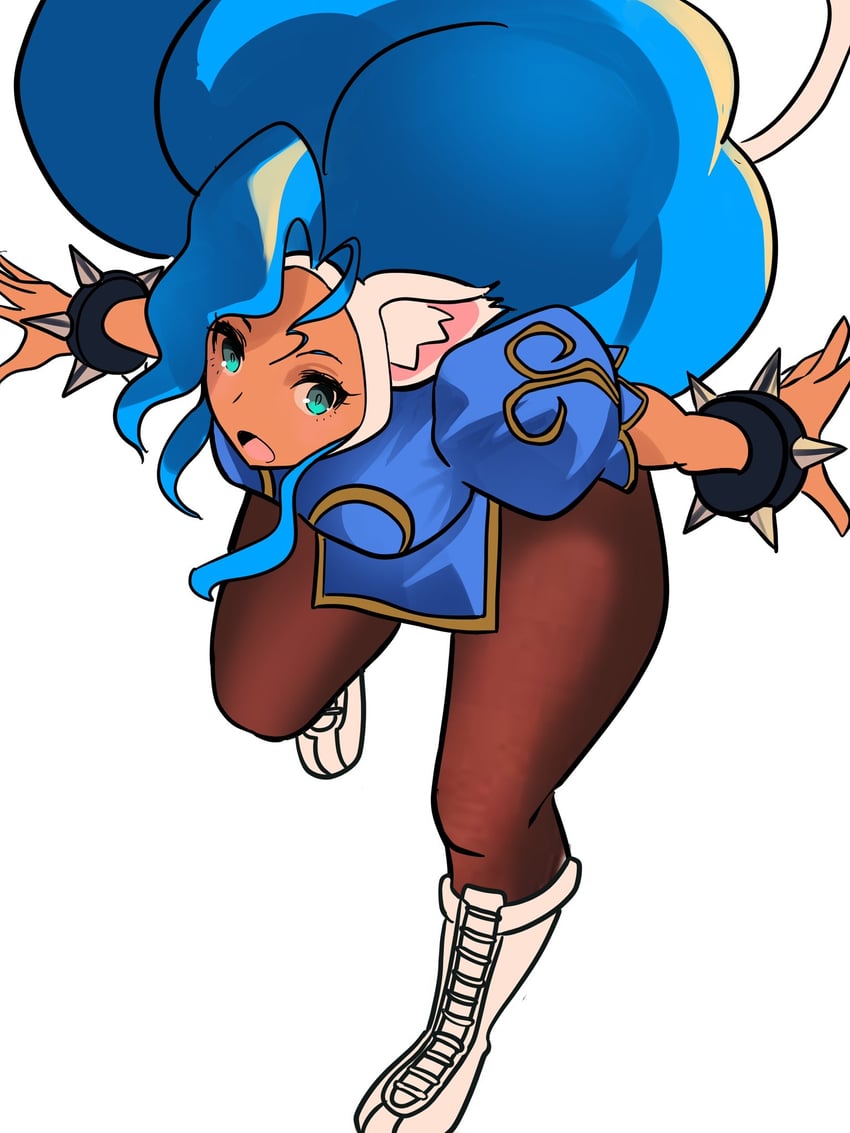 chun-li and felicia (street fighter and 4 more) drawn by meke_(77842928)