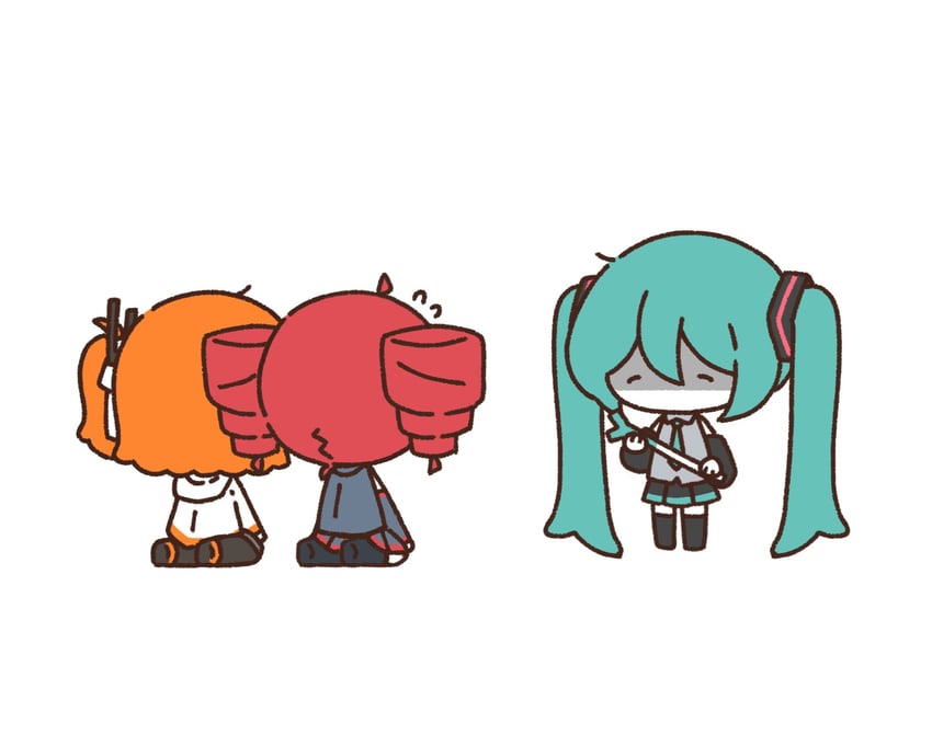 hatsune miku, kasane teto, and adachi rei (vocaloid and 2 more) drawn by mei_(meiday_mise)