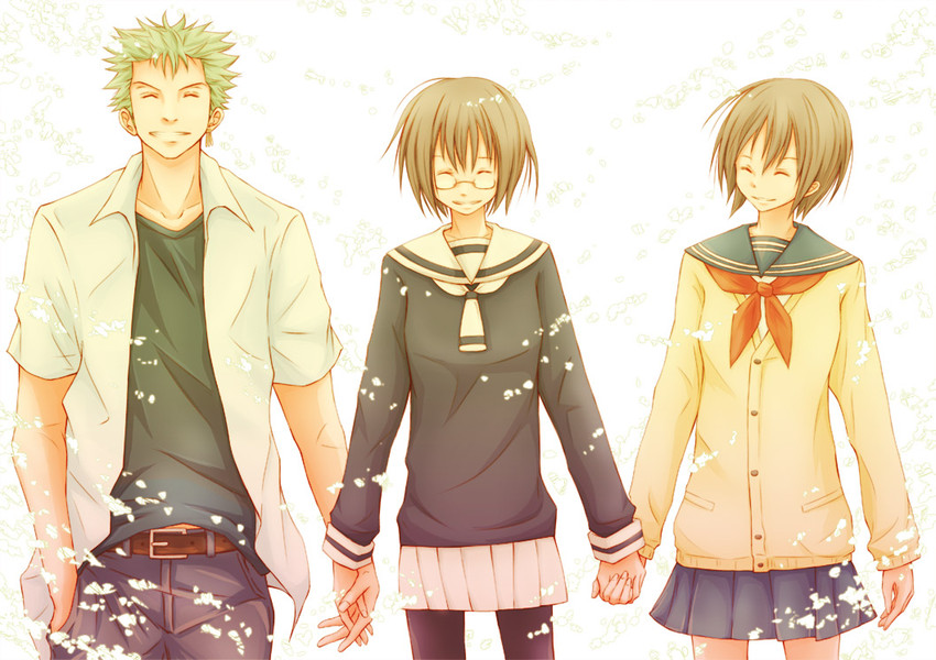 roronoa zoro, tashigi, and shimotsuki kuina (one piece) drawn by kigisu