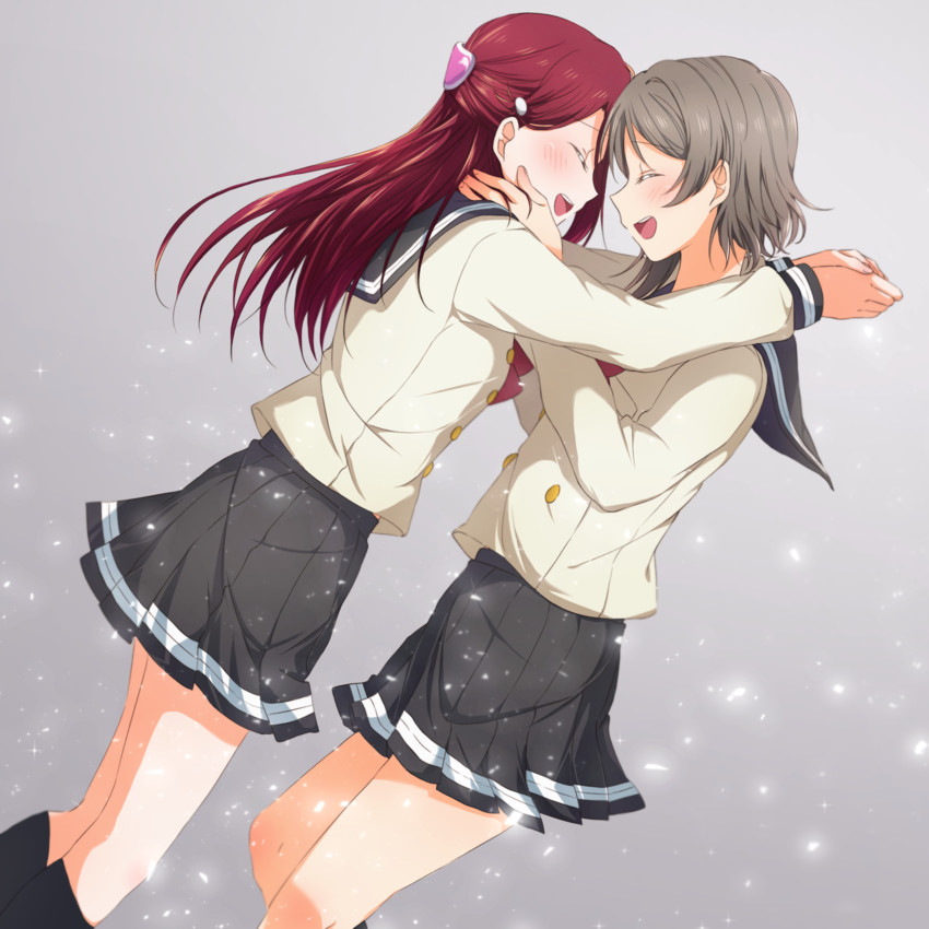 watanabe you and sakurauchi riko (love live! and 1 more) drawn by yuchi_(salmon-1000)
