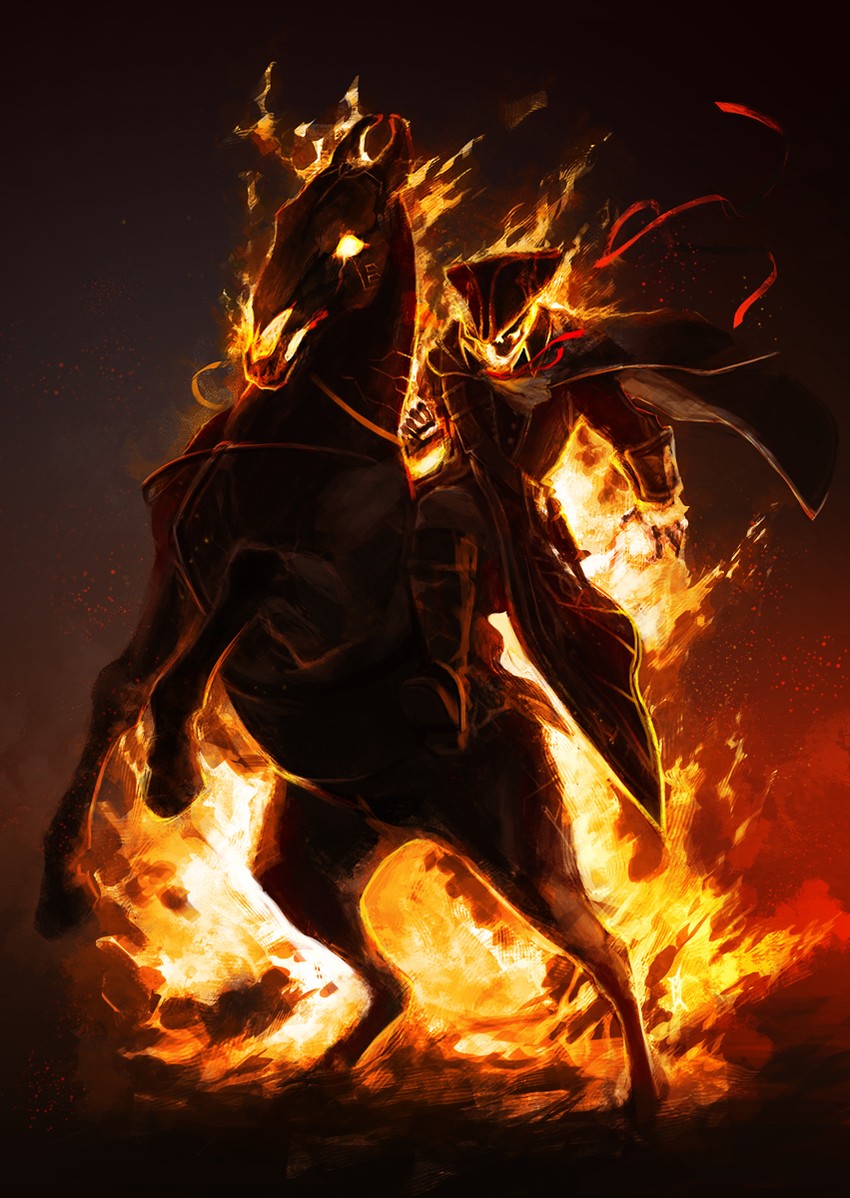 ghost rider and haytham kenway (marvel and 3 more) drawn by captainberunov