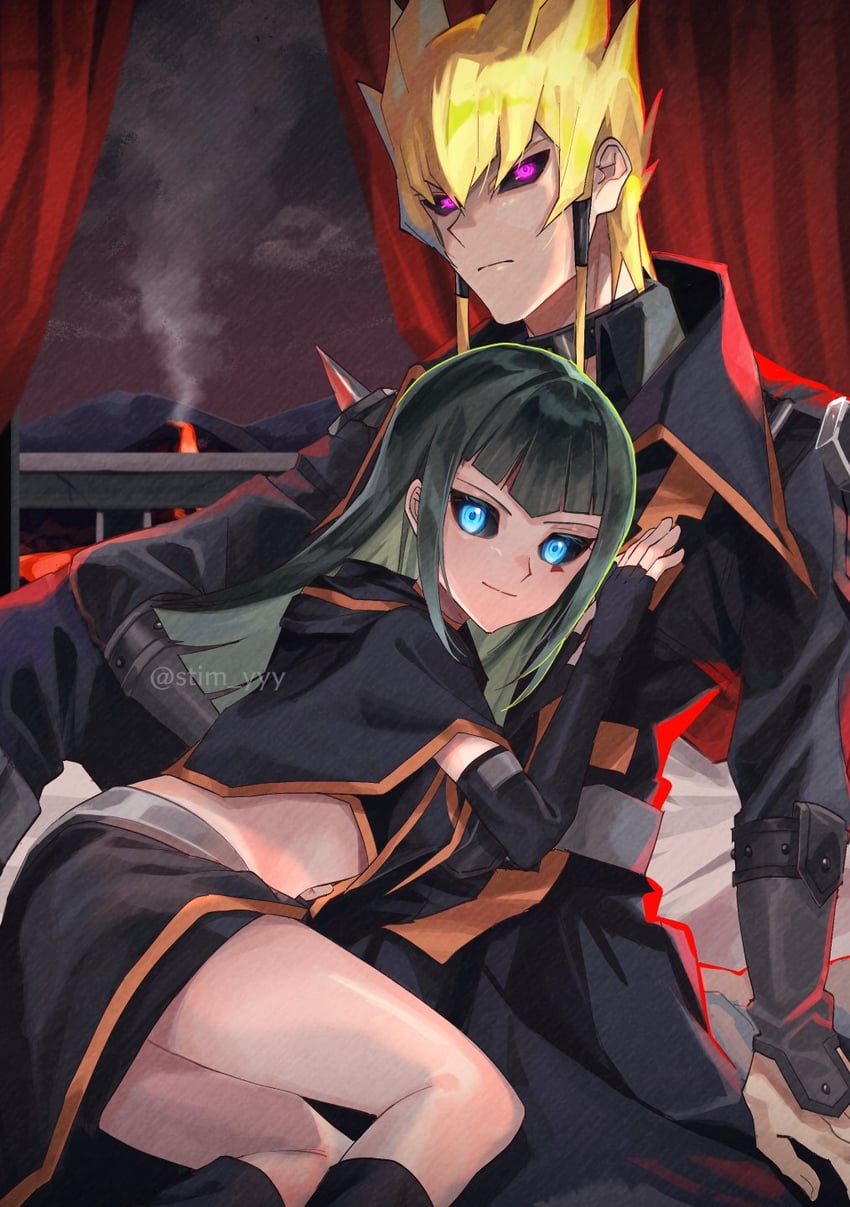 jack atlas and carly nagisa (yu-gi-oh! and 1 more) drawn by kuroda_(kuro_yyy)