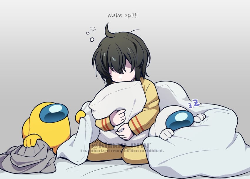 crewmate, yellow, white, and they (original and 1 more) drawn by kiman
