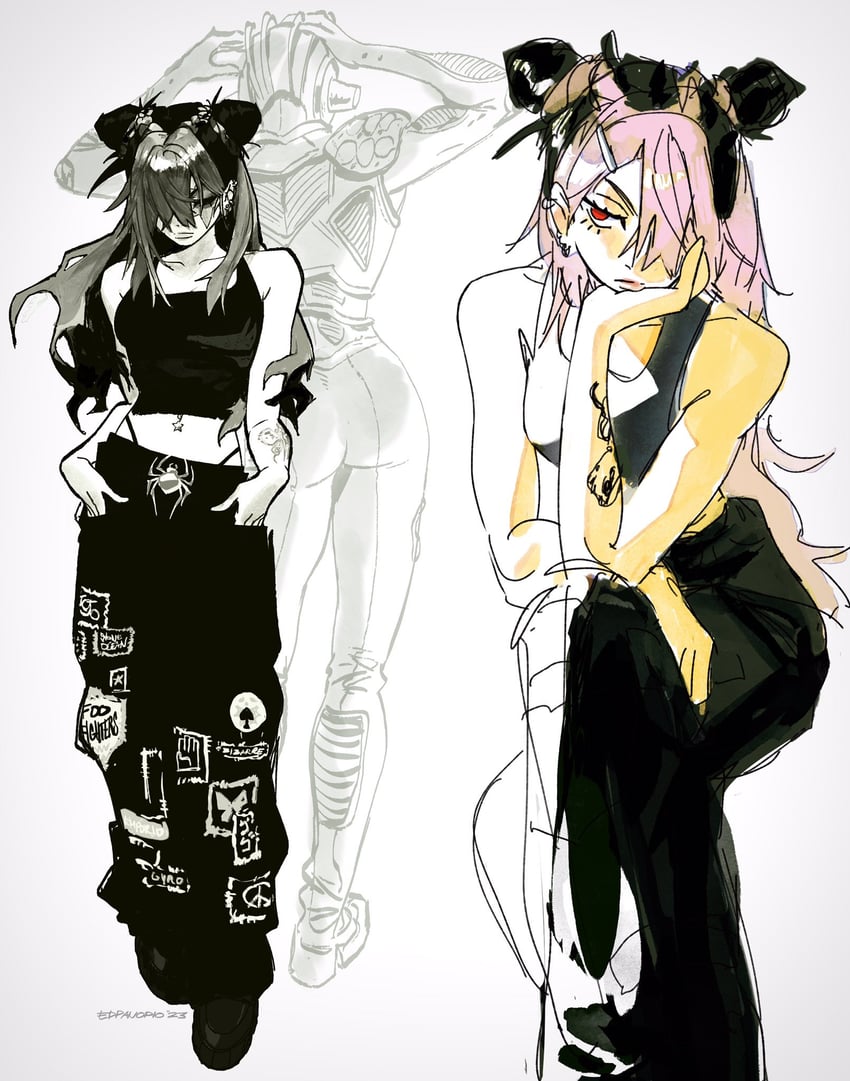 kujo jolyne and stone free (jojo no kimyou na bouken and 1 more) drawn by edpan